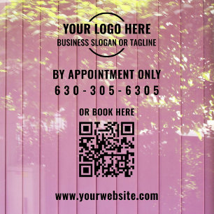Modern Black Logo QR Code By Appointment Only Window Cling