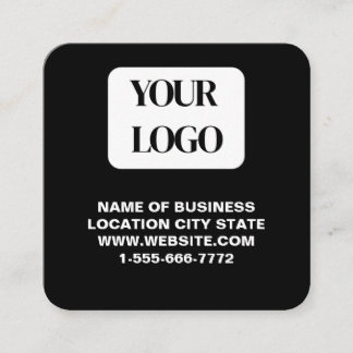 Modern Black Logo QR Code Scan Website Square Business Card