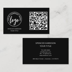 Modern Black Logo QR Code Template Business Card