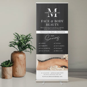 Modern Black Logo Salon Services Promotional Photo Retractable Banner