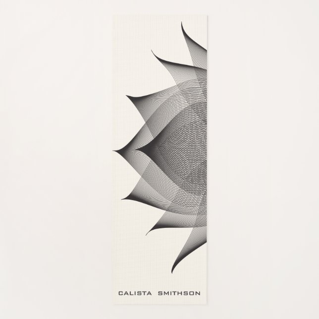 Modern Black Lotus Flower Art Elegant Unique Cool Yoga Mat (Front)