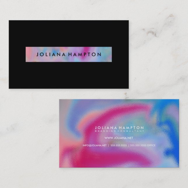 Modern Black Luxe rainbow holographic foil  Busine Business Card (Front/Back)