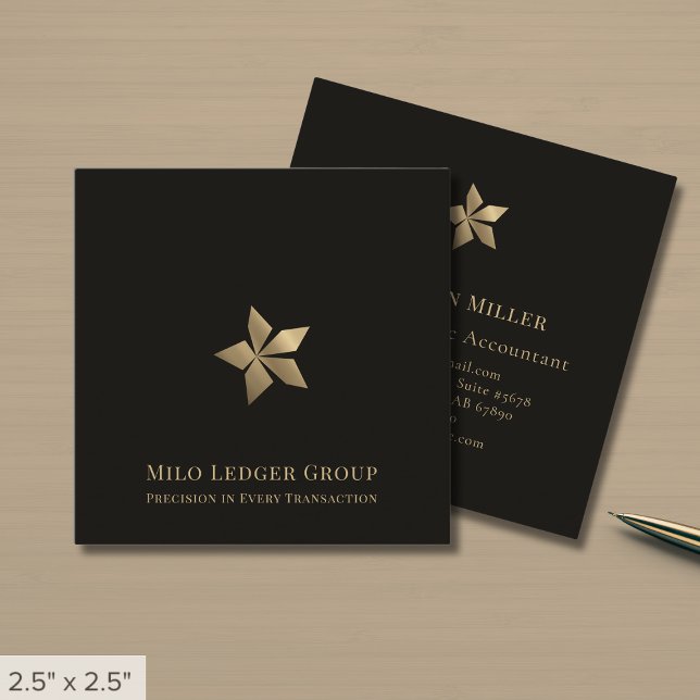 Modern Black Luxury Square Business Card (Creator Uploaded)