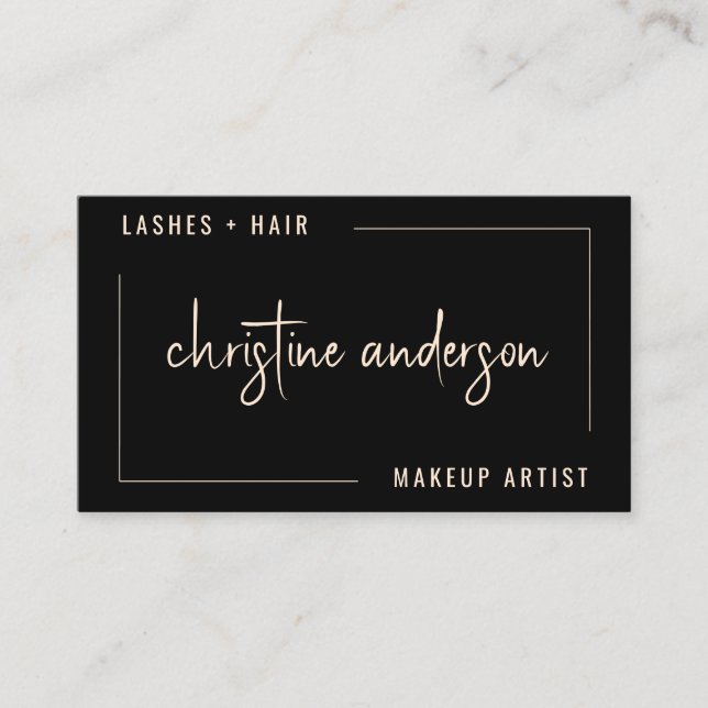 Modern Black Makeup Artist Beauty Professional Business Card (Front)