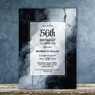 Modern Black Marble Any Age Birthday Party Invitation