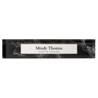 Modern Black Marble Faux Rose Gold Frame