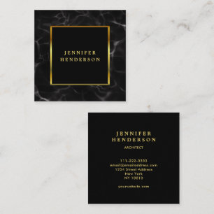 Modern black marble gold professional square business card