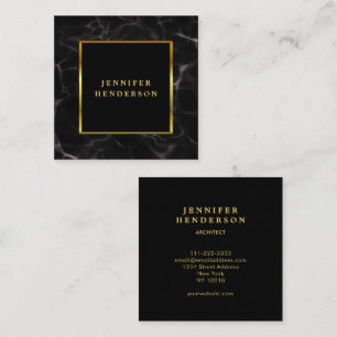 Modern black marble gold professional square business card