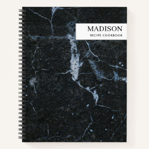 Modern Black Marble Minimalist Recipe Cookbook Notebook