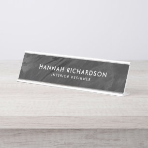 Modern Black Marble Personalised Desk Name Plate