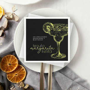 Modern Black Margarita Fiesta Birthday Party Napkin