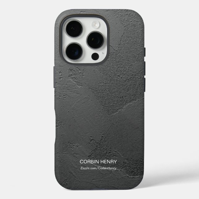 Modern Black Matte Textured Personalised Name Case-Mate iPhone Case (Back)