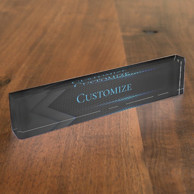 Modern Black Mesh Nameplate (Side)