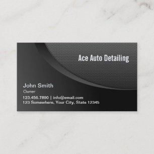 Modern Black Metal Mobile Auto Detailing Business Card