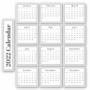 Modern Black Mini 2022 Planner Calendars Sticker