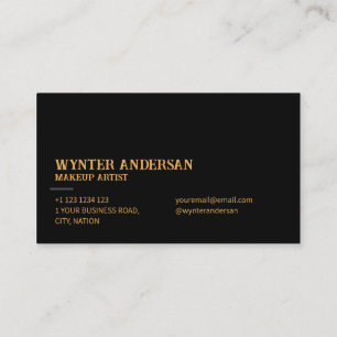 Modern Black Minimal Gold Chic Luxury Custom  Name Business Card