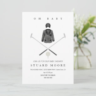 Modern Black minimal golf baby shower invitation