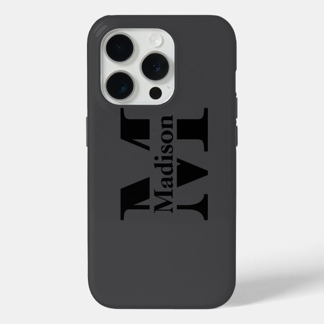 Modern black minimal monogram Case-Mate Case-Mate iPhone Case (Back)