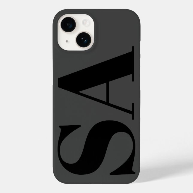 Modern black minimal monogram Case-Mate iPhone case (Back)