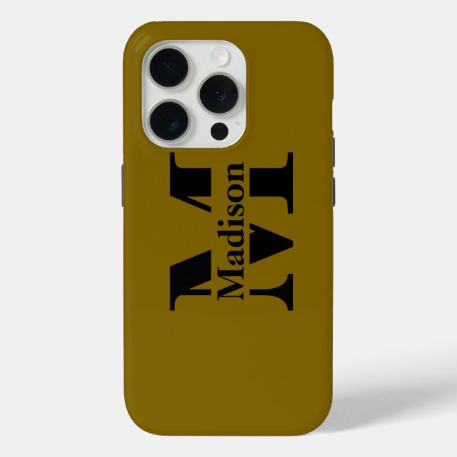 Modern black minimal monogram Case-Mate iPhone Case (Back)