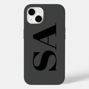 Modern black minimal monogram iPhone 14 case