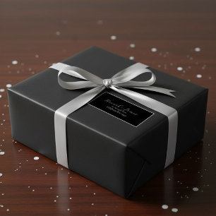 Modern Black Minimal Script Return Address label