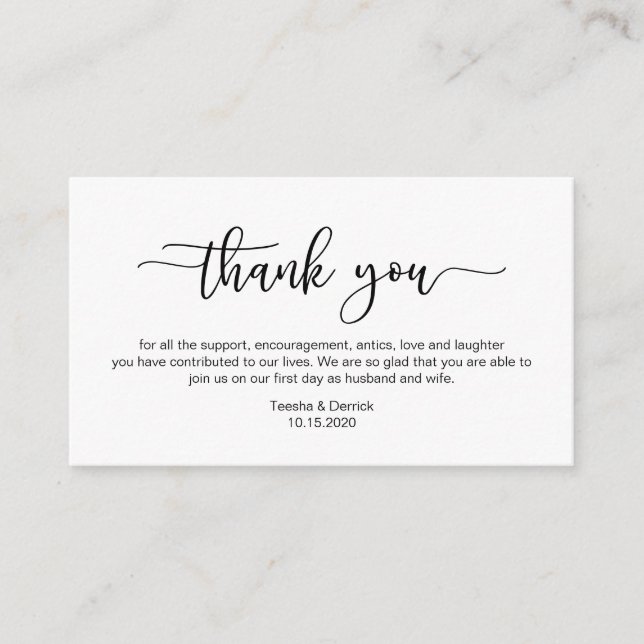 Modern black minimalism font, Birthday Thank you Enclosure Card (Front)