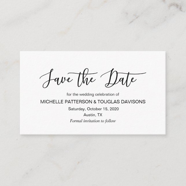 Modern black minimalism font Wedding Save the date Enclosure Card (Front)