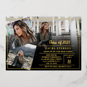 Modern black minimalist 3 photos graduation