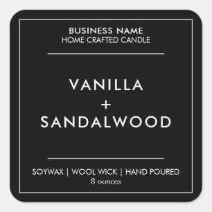 Modern Black Minimalist Candle Label Sticker