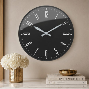Modern Black Minimalist Custom Contemporary Office Large Clock