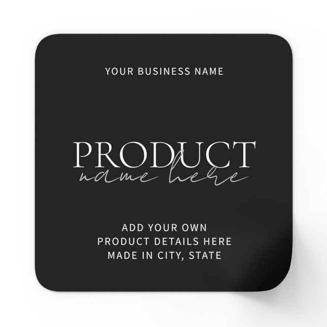 Modern Black Minimalist Custom Product Labels (Creator Uploaded)
