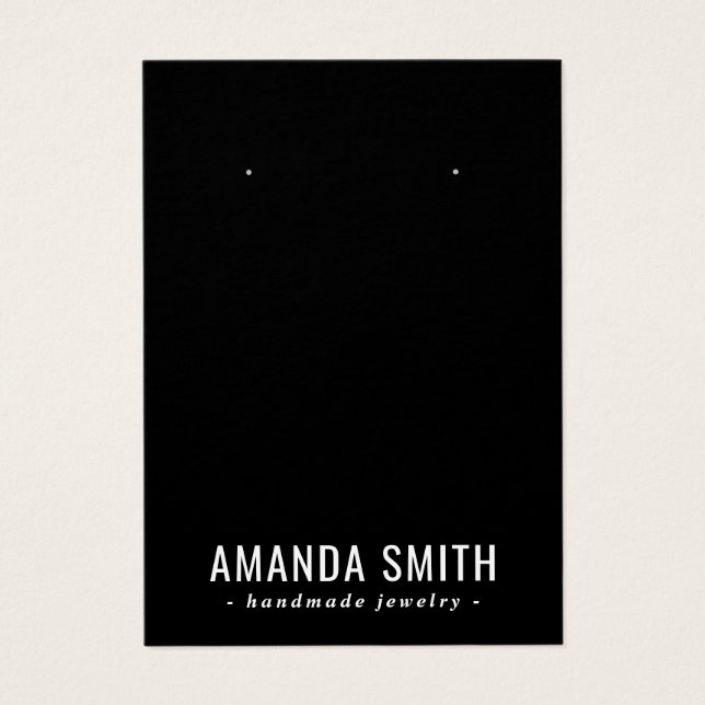 Modern black minimalist earring display card (Front)