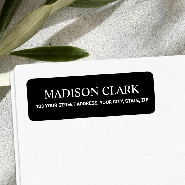 Modern black minimalist elegant return address  (Creator Uploaded)