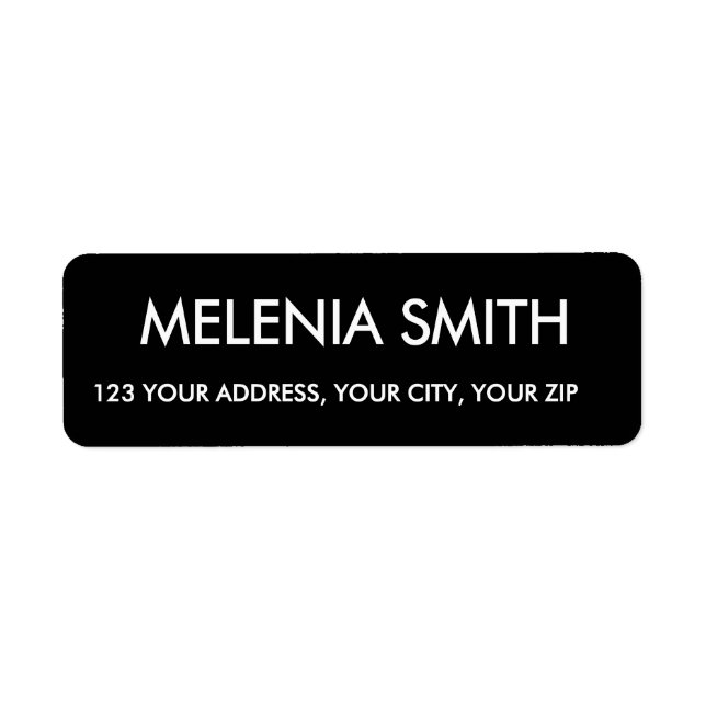 Modern black minimalist elegant return address  (Front)