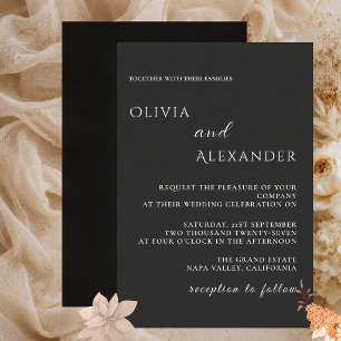 Modern black Minimalist Elegant Wedding Invitation