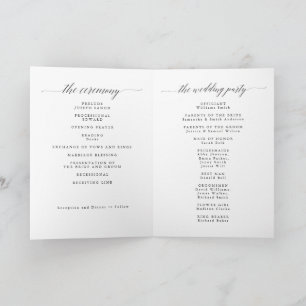 Modern Black Minimalist Folded Wedding Program Programme