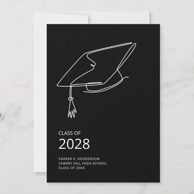 Modern Black Minimalist Graduation Party Invitation (Front)
