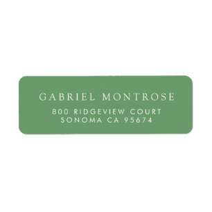 Modern Black Minimalist Green Return Address Label