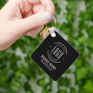 Modern black minimalist logo business  key ring