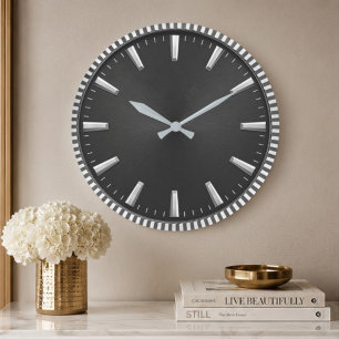 Modern Black Minimalist Luxury Contemporary Home Large Clock