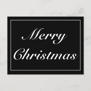 Modern Black Minimalist Merry Christmas Greeting Announcement Postcard