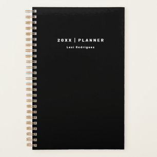 Modern Black Minimalist Name Year Planner