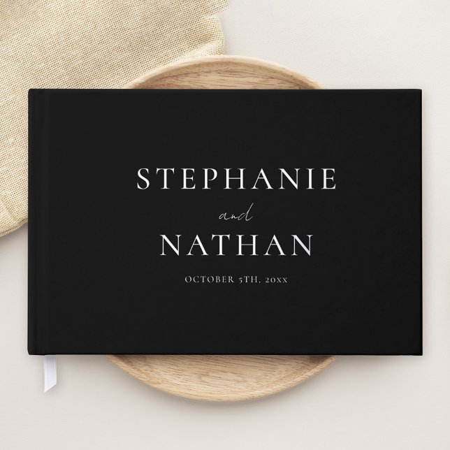 Modern Black Minimalist Silver Foil Wedding Guest Book (Creator Uploaded)