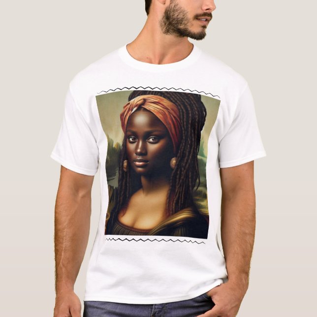 Modern Black Mona Lisa Statement T-Shirt  (Front)