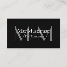 Modern black monogram business card