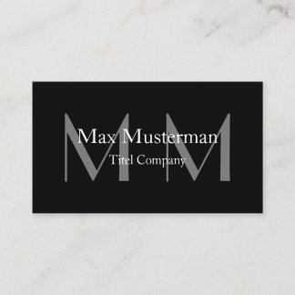 Modern black monogram business card