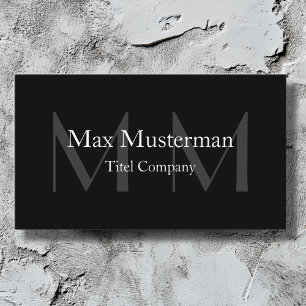 Modern black monogram business card