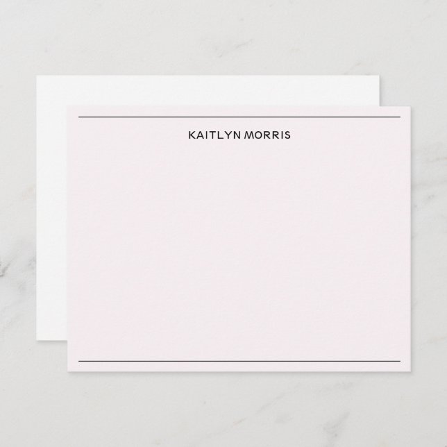 Modern Black Monogram Casual Ultra Pale Pink Card (Front/Back)