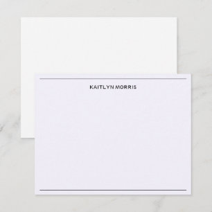 Modern Black Monogram Casual Ultra Pale Purple Card